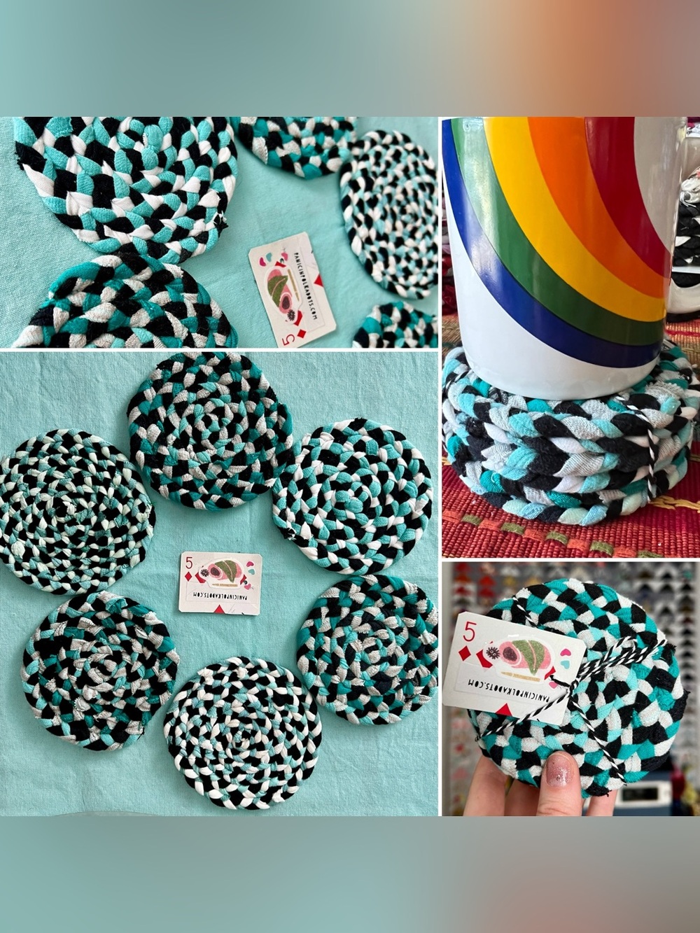 Set of Six Braided Coasters